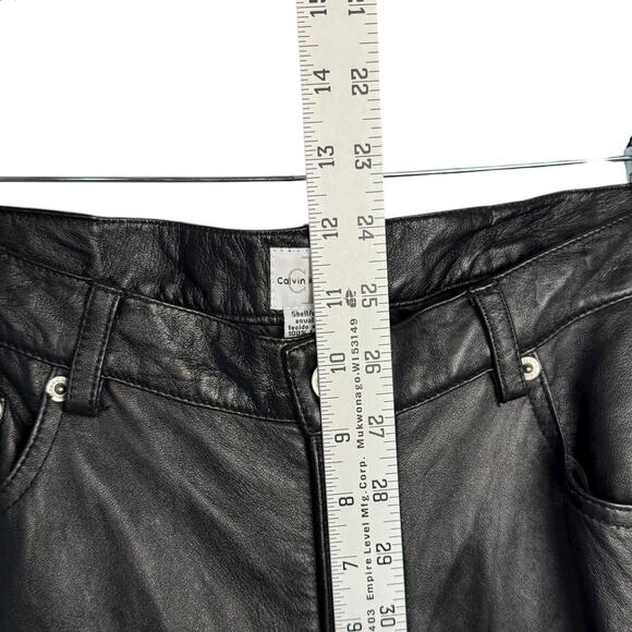 Calvin Klein Jeans Vintage 90s Y2K 100% Leather Soft Flexible Lined Pants Sz 14 - Picture 6 of 14